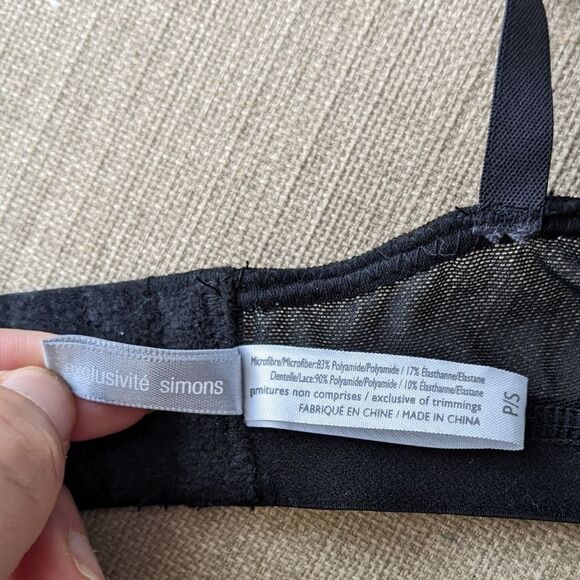 MIIYU Lace Bralette Wireless Black Small C050 - Picture 4 of 9